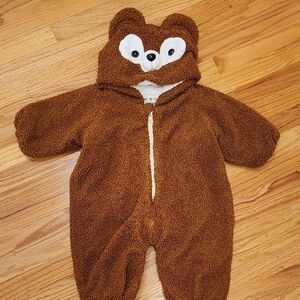 Adorable Brown Bear Kids Fleece One Piece - 80cm